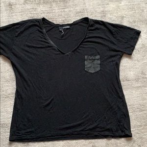 Kooples Black Shirt with Leather detail